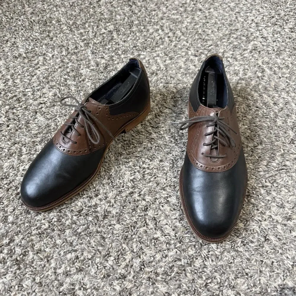 Cole Haan Carter Saddle Oxford Men's Size 9 M Wingtip Derby Shoes Black Brown
